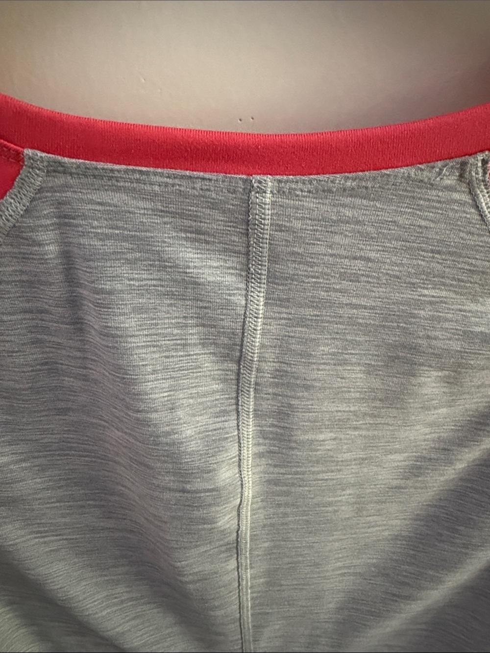The North Face Heather Gray Raglan Long-Sleeve Tee with Coral Pink Sleeves - Picture 6 of 15